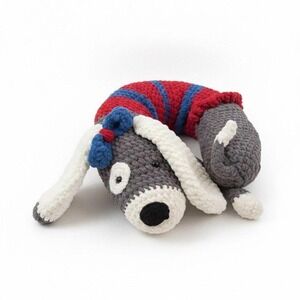 Knitted Weine Dog Neck Pillow Whimsical Travel Hand Crafted Deco Art Animal Love